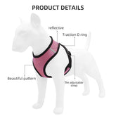 Kuber Industries Reflective Dog Harness With Adjustable Leash|Breathable Polyester Mesh Fabric With Top carry Handle|Medium Size|HAT-818|Comfortable No-Pull Grip|Quick Release Buckles|Pink (Pack Of 4)